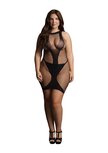 Net Contrast Lingerie Jurkje met Hoge Nek - Plus Size OSX
