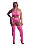 Two Piece with Crop Top and Stockings - Pink - XL/XXXXL XL-XXXXL