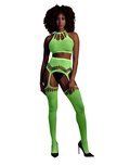 Two Piece with Crop Top and Stockings - Green - XS/XL XS-XL