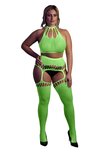 Two Piece with Crop Top and Stockings - Green - XL/XXXXL XL-XXXXL