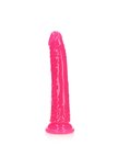 Slim Dildo Suction Cup - GitD - 7'' / 18 cm - Neon Pink