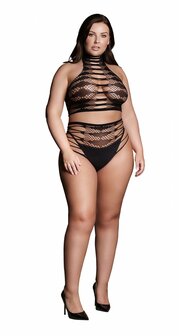 Carpo XLVI - Tweedelige Set met Col, Crop Top en Slip - Plus Size Queen Size