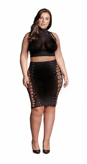Kala XXXVII - Tweedelige Set met Col, Crop Top en Rok - Plus Size Queen Size
