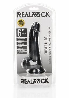 Gebogen Realistische Dildo met Ballen en Zuignap - 15,5 cm