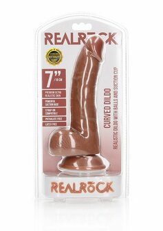 Gebogen Realistische Dildo met Ballen en Zuignap - 18 cm