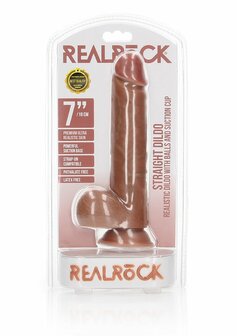 Rechte Realistische Dildo met Ballen en Zuignap - 18 cm