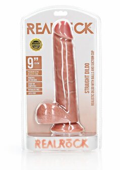 Rechte Realistische Dildo met Ballen en Zuignap - 23 cm
