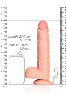 Rechte Realistische Dildo met Ballen en Zuignap - 23 cm