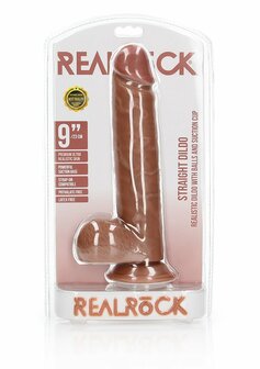 Rechte Realistische Dildo met Ballen en Zuignap - 23 cm