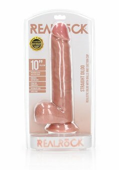 Rechte Realistische Dildo met Ballen en Zuignap - 25,5 cm