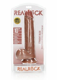Rechte Realistische Dildo met Ballen en Zuignap - 25,5 cm