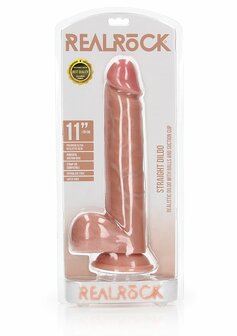 Rechte Realistische Dildo met Ballen en Zuignap - 28 cm