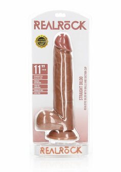 Rechte Realistische Dildo met Ballen en Zuignap - 28 cm