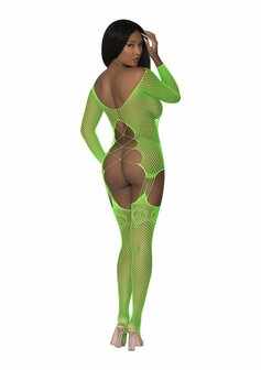 Fishnet Gartered Catsuit One Size