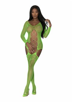 Fishnet Gartered Catsuit One Size