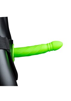 Glow in the Dark Gedraaide Holle Strap-On - 20 cm