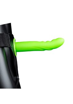 Glow in the Dark Getextureerde Gebogen Holle Strap-On - 20 cm