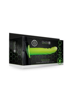 Glow in the Dark Getextureerde Gebogen Holle Strap-On - 20 cm