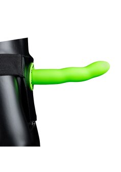 Glow in the Dark Gebogen Holle Strap-On - 20 cm