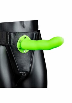 Glow in the Dark Gebogen Holle Strap-On - 20 cm