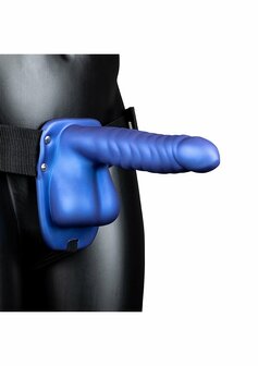 Geribbelde Holle Strap-On met Ballen - 21 cm