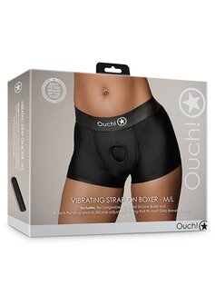 Vibrating Strap-on Boxer - Black - M/L M/L