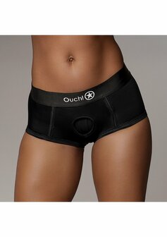 Vibrating Strap-on Brief - Black - M/L M/L
