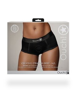 Vibrating Strap-on Brief - Black - M/L M/L