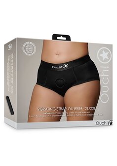 Vibrating Strap-on Brief - Black - XL/XXL XL/XXL