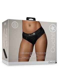 Vibrating Strap-on High-cut Brief - Black - M/L M/L
