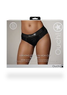 Vibrating Strap-on High-cut Brief - Black - M/L M/L