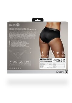 Vibrating Strap-on High-cut Brief - Black - M/L M/L