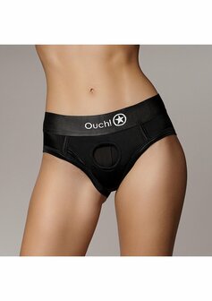 Vibrating Strap-on High-cut Brief - Black - XS/S XS/S