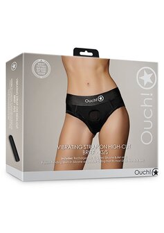Vibrating Strap-on High-cut Brief - Black - XS/S XS/S