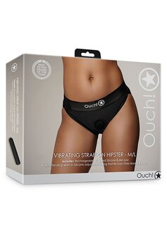 Vibrating Strap-on Hipster - Black - M/L M/L
