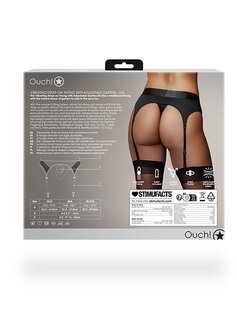 Vibrating Strap-on Thong, Adjustable Garters - Black - M/L M/L