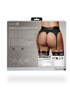 Vibrating Strap-on Thong, Adjustable Garters -Black-XL/XXL XL/XXL