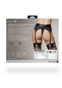 Vibrating Strap-on Thong, Adjustable Garters - Black - XS/S XS/S