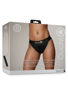 Vibrating Strap-on Thong - Removable Straps - Black - M/L M/L