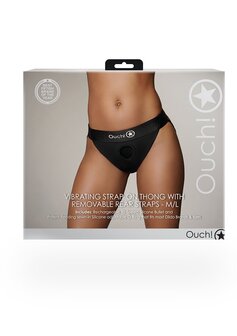 Vibrating Strap-on Thong - Removable Straps - Black - M/L M/L
