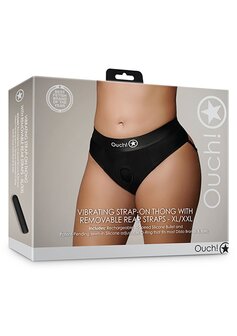 Vibrating Strap-on Thong, Removable Straps - Black - XL/XXL XL/XXL