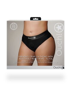 Vibrating Strap-on Thong, Removable Straps - Black - XL/XXL XL/XXL