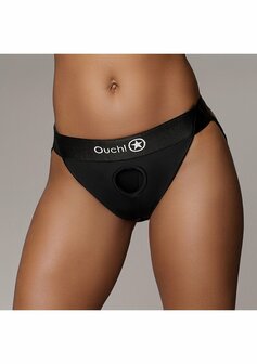 Vibrating Strap-on Panty Harness - Open Back - Black - M/L M/L