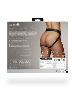 Vibrating Strap-on Panty Harness - Open Back - Black - M/L M/L