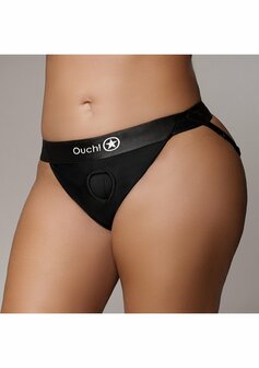 Vibrating Strap-on Panty Harness, Open Back - Black - XL/XXL XL/XXL