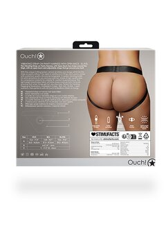 Vibrating Strap-on Panty Harness, Open Back - Black - XL/XXL XL/XXL