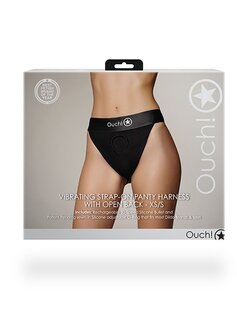 Vibrating Strap-on Panty Harness - Open Back - Black - XS/S XS/S