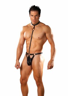 Tormentor - Eendelige Choker G-String met Contour Peek-a-Boo Zakje L/XL