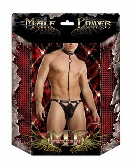 Tormentor - Eendelige Choker G-String met Contour Peek-a-Boo Zakje S/M