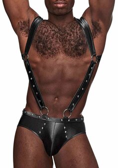 Uranus - Jockslip met Jarretelbandjes en Open Achterkant in Harnasstijl L/XL
